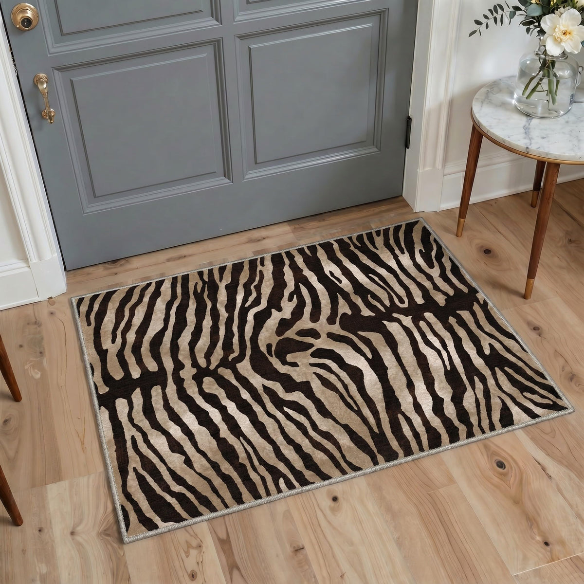 Bavni Zebra Print Rugs 5x7 Washable Area Carpet for Bedroom Living Room
