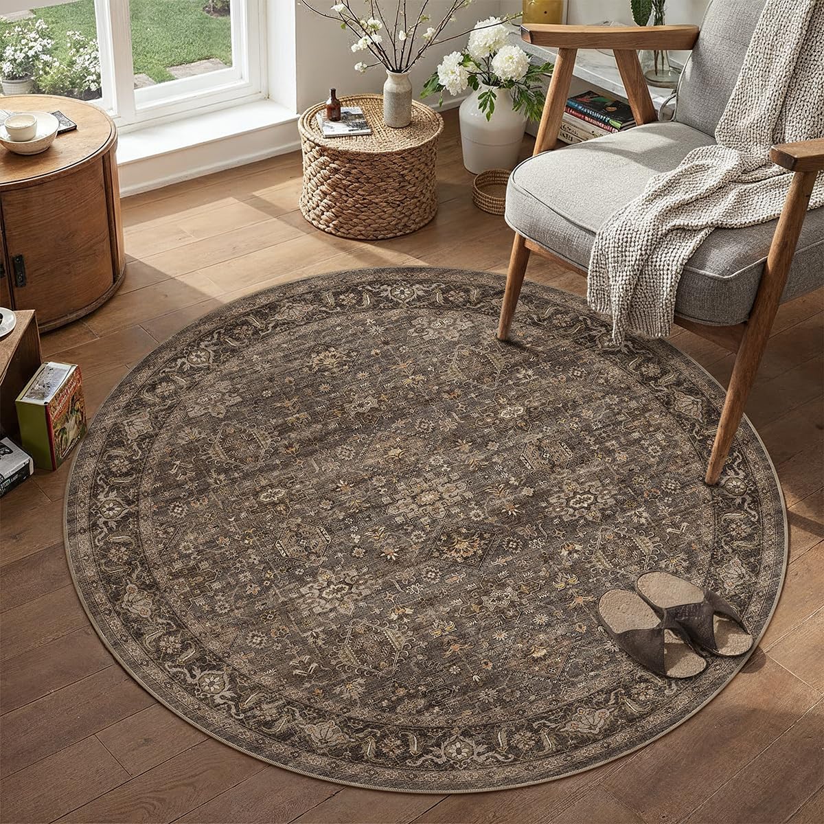 8x10 Dark Brown Vintage Area Rug