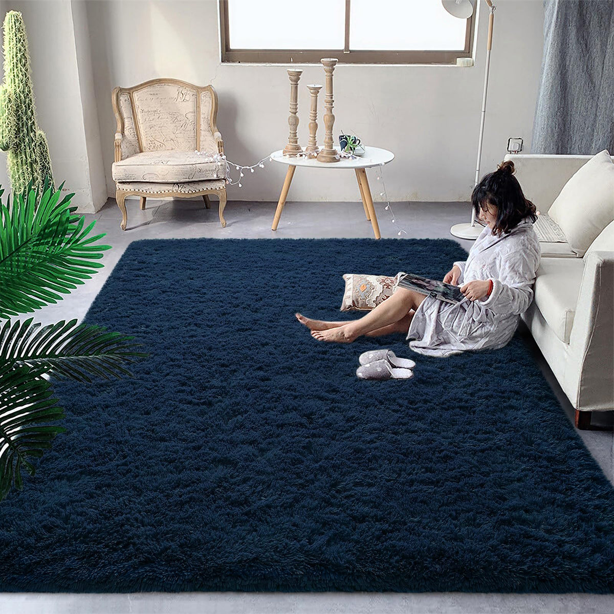 DweIke Fluffy Black White Rugs for Bedroom Living Room, 4x6 Feet Soft Plush Shaggy Cow Hide Print Girls Boys Kids Rug, Non-Slip and Machine Washable Carpet for Dorm Nursery Classroom Decor