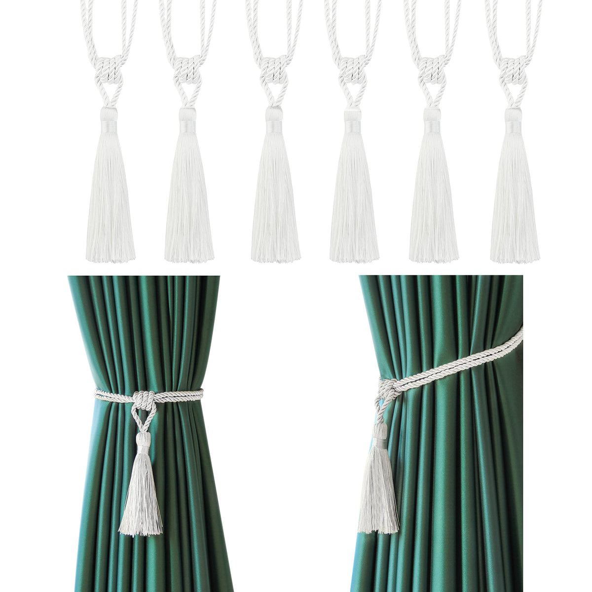 4 Pack Curtain Tiebacks Handmade Tassel Rope Curtain Holdbacks