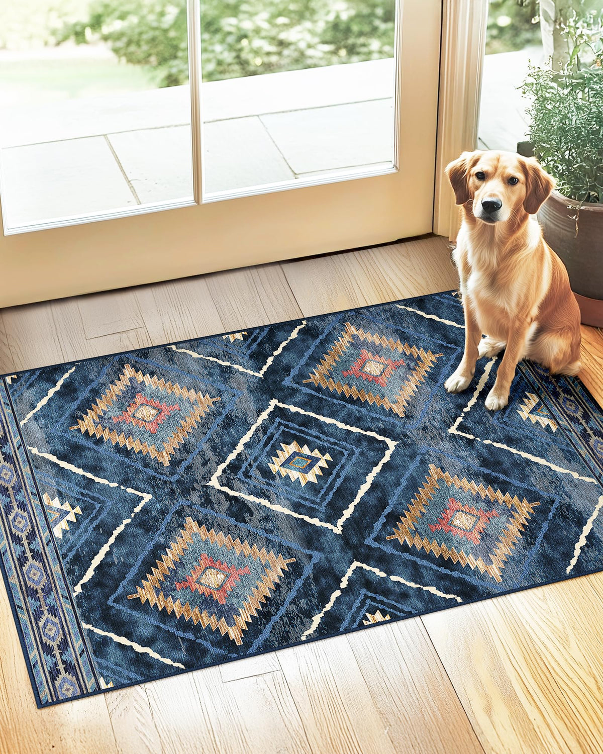 BESTSWEETIE 5'x7' Washable Area Rug for Living Room Bedroom Yellowbrown