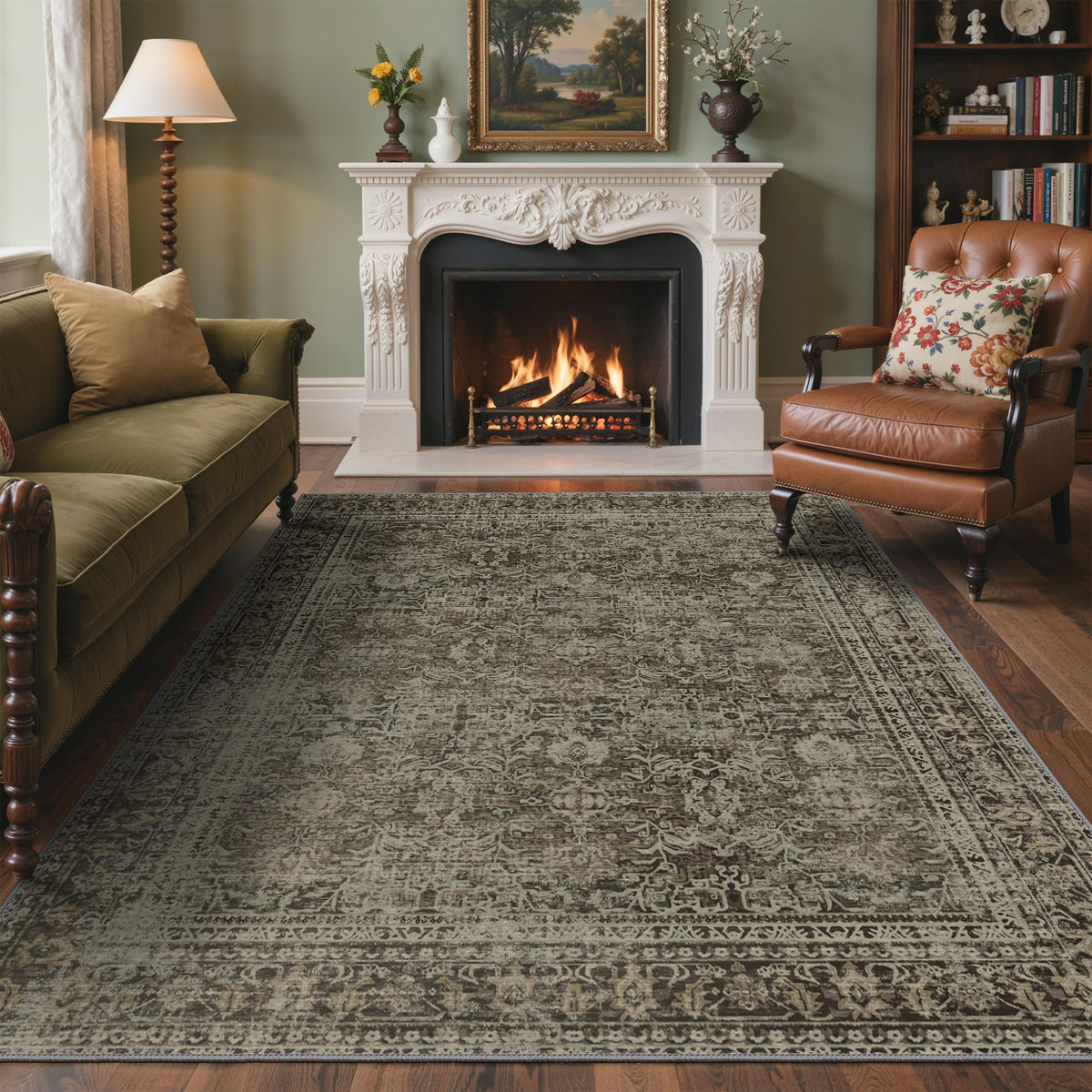 8x10 Area Rug Washable Rug for Living Room Bedroom Non Slip Carpet Taupe