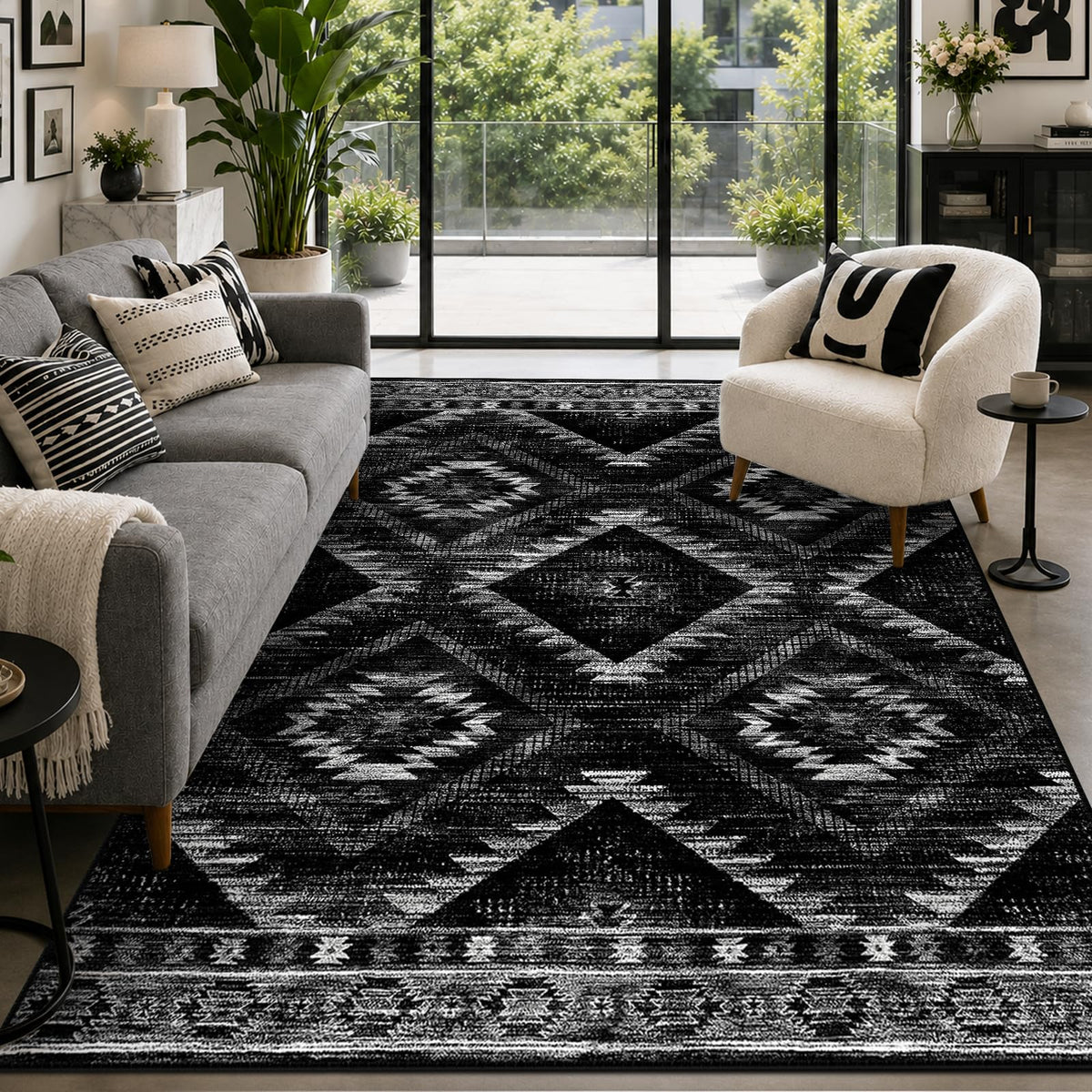 BESTSWEETIE 5'x7' Washable Area Rug for Living Room Bedroom Yellowbrown