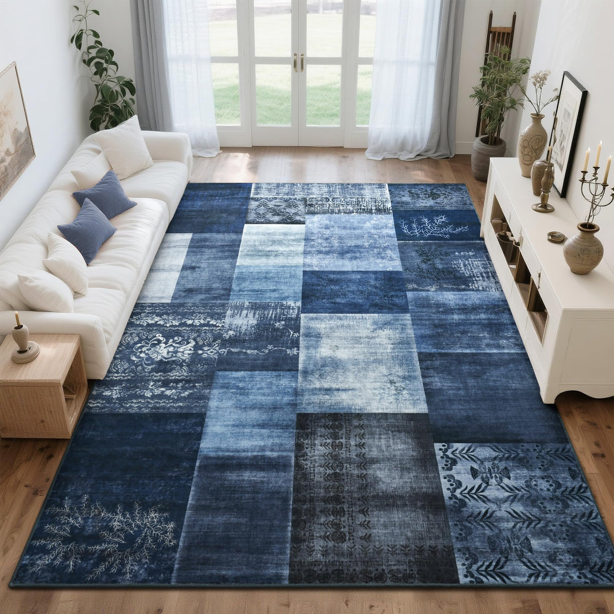 Tepook 8x10 Area Rugs for Living Room, Washable Large Geometric Bedroom Rug