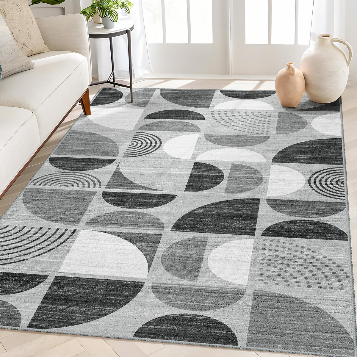 MUJOO 5x7 Area Rugs Washable,Boho Rugs Non Slip Modern Abstract Large