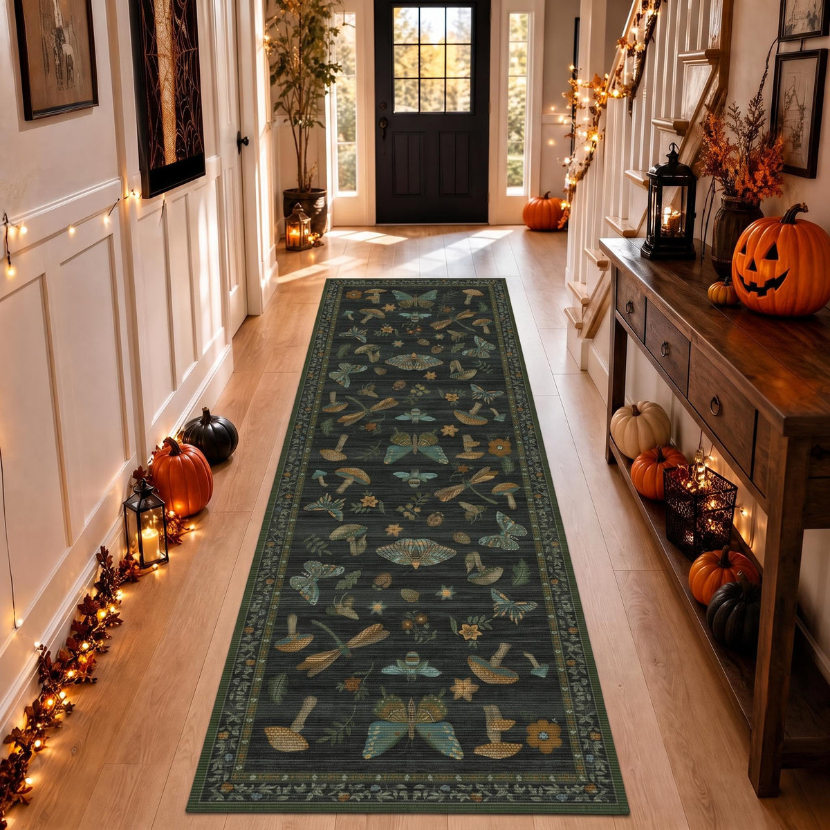 ROYHOME Mushroom Insect Washable Rug 5x7 for Bedroom Living Room Brown