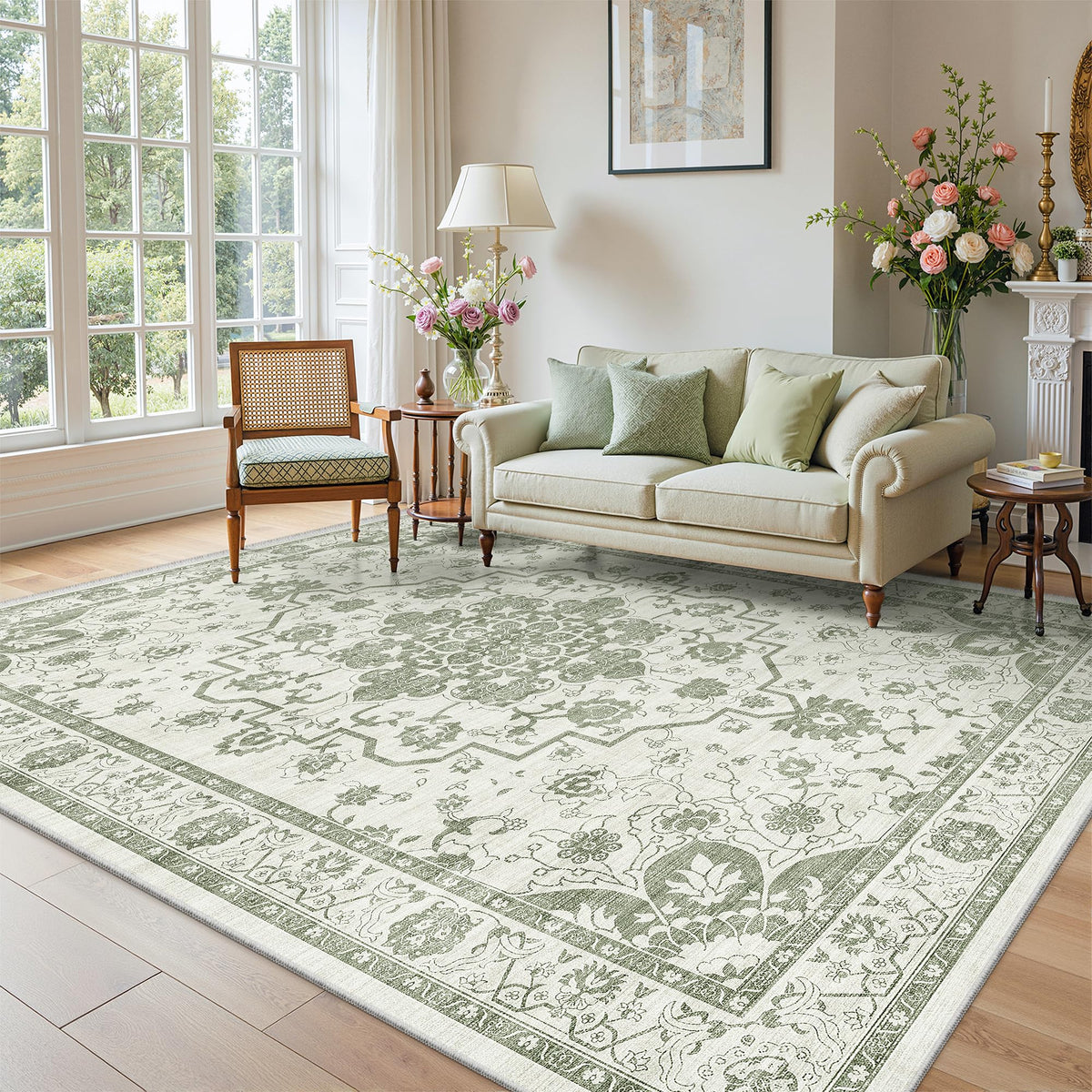 Madane 8x10 Area Rugs for Living Room, Washable Neutral Rug Brown/Sand