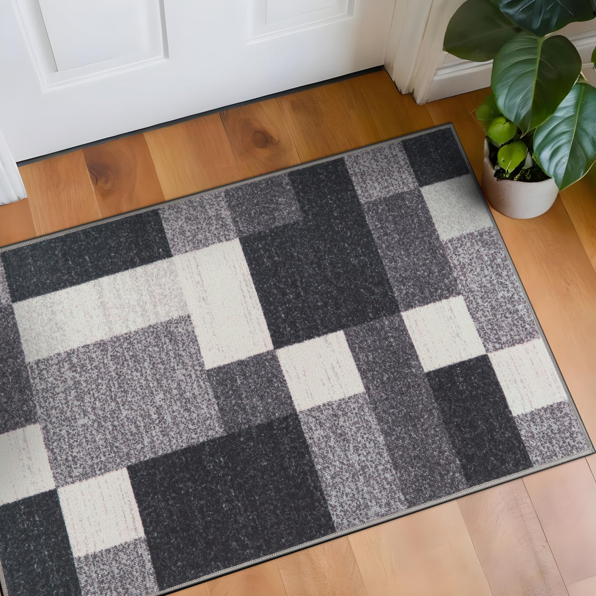 Rugshop Geometric Boxes Non-Slip Contemporary Area Rug Blue 5'3" x 7'3"