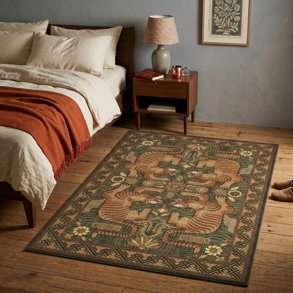 GarveeHome Tiger 8x10 Area Rugs Boho Washable Vintage Non Slip Living Room
