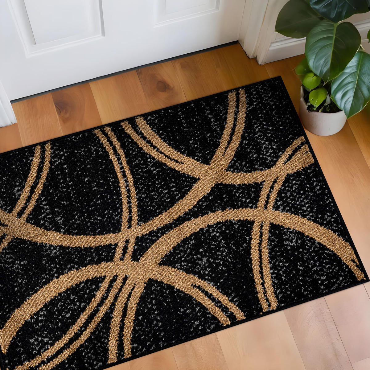 Rugshop Wavy Circles Fade-Resistant Living Room Area Rug Gray 5'3" x 7'3"