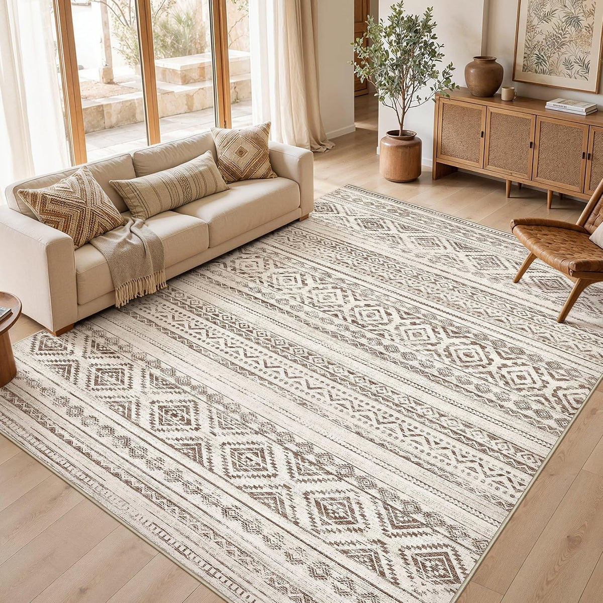 cotiled 6x9 Area Rugs for Living Room: Boho Washable Rug for Dining Room
