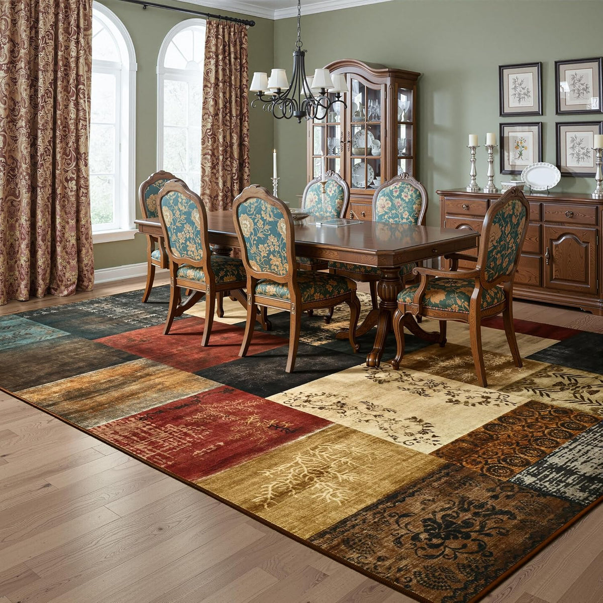 Tepook 8x10 Area Rugs for Living Room, Washable Large Geometric Bedroom Rug