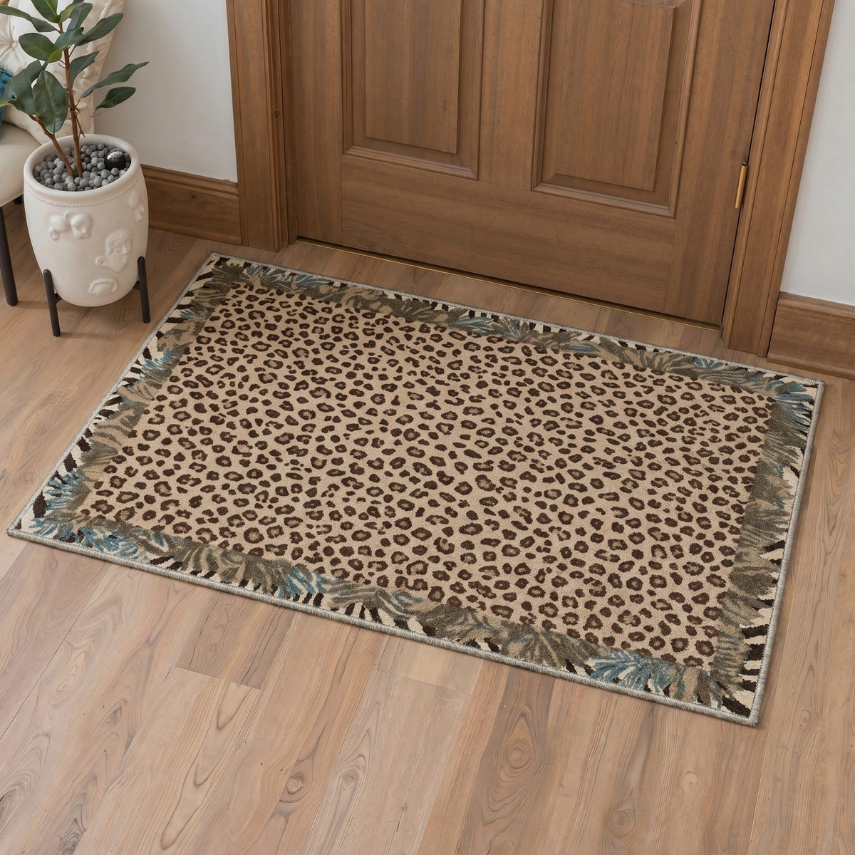 Bavni Leopard Rug 5x7 Cheetah Animal Print Rug Washable Jungle Rugs Blue