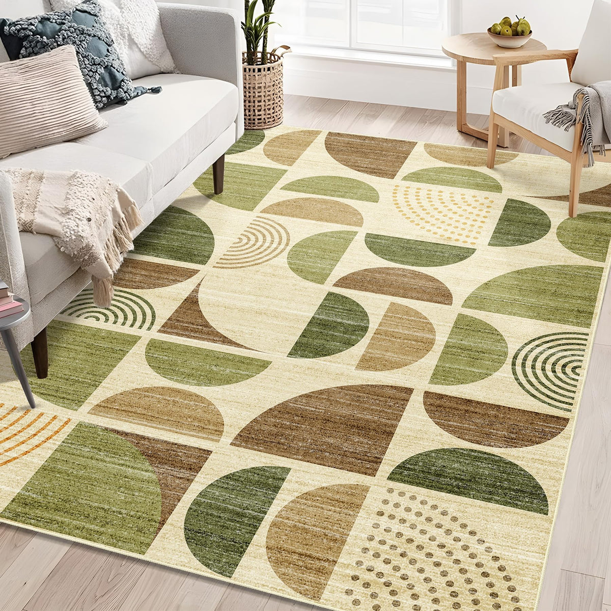 MUJOO 5x7 Area Rugs Washable,Boho Rugs Non Slip Modern Abstract Large