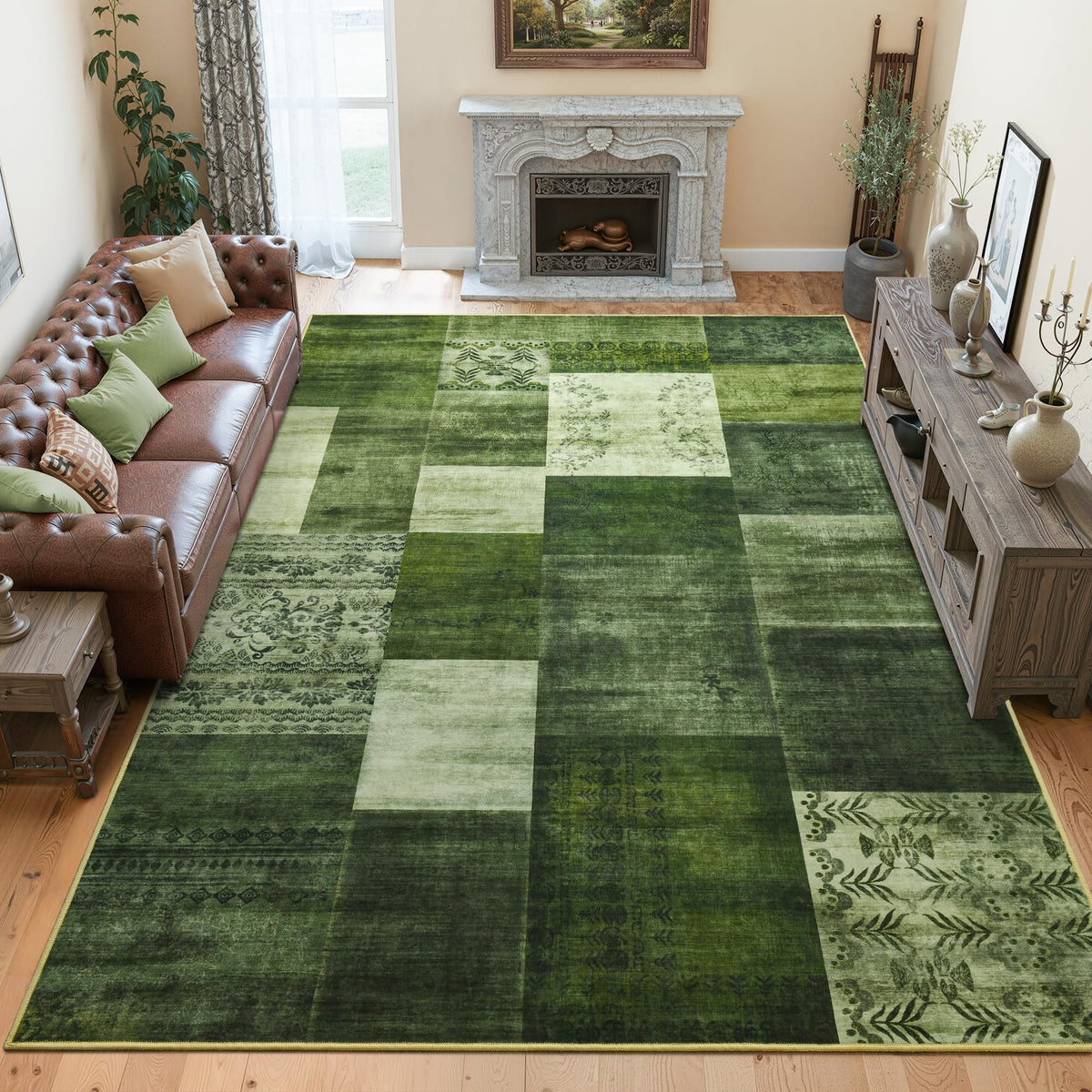 Tepook 8x10 Area Rugs for Living Room, Washable Large Geometric Bedroom Rug