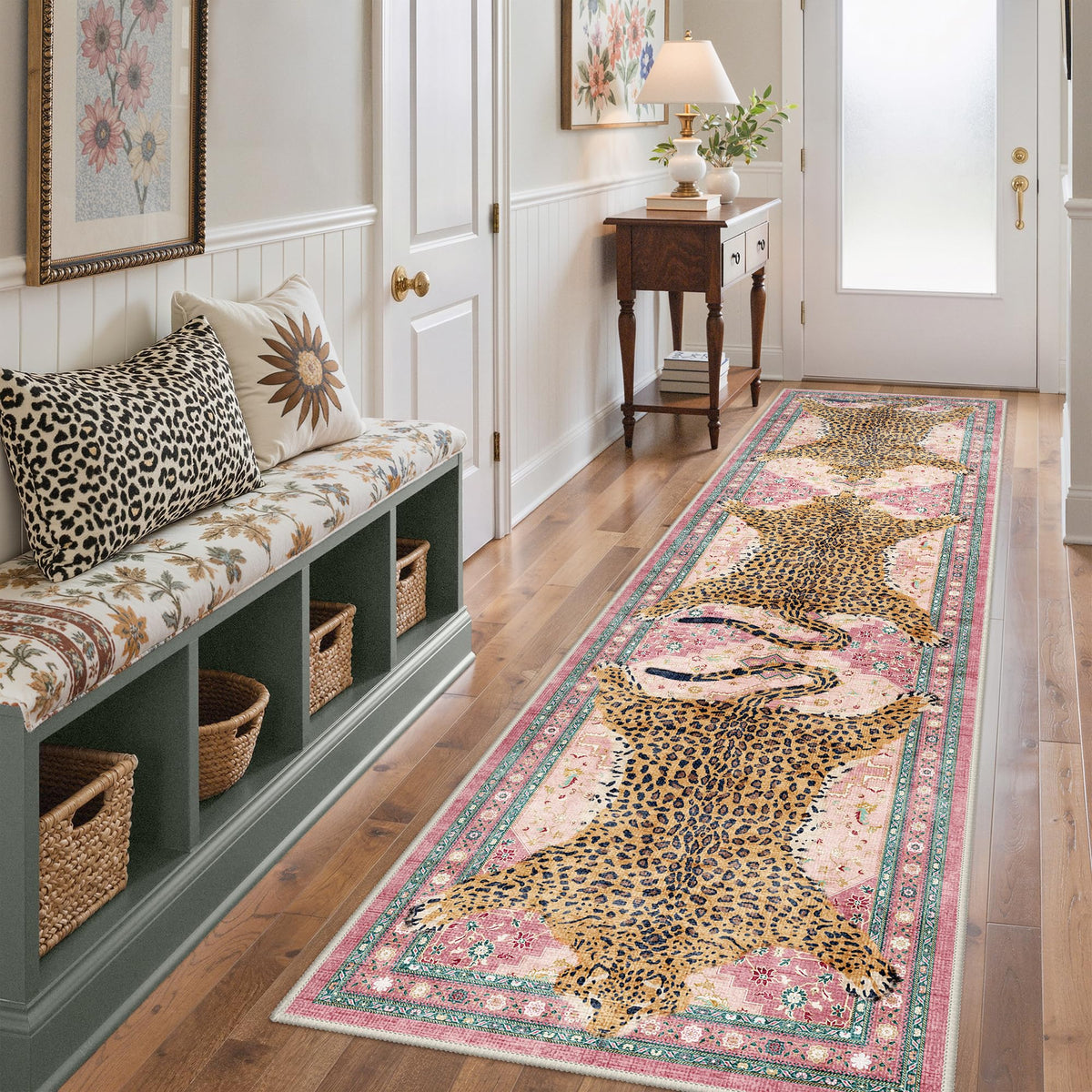 Bavni Leopard Rug 5x7 Cheetah Animal Print Rug Washable Jungle Rugs Blue
