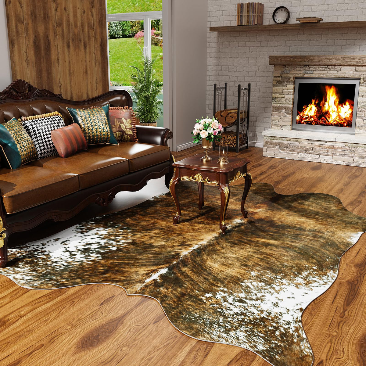 AROGAN Premium Leopard Print Rug, Faux Cheetah Rugs, Non-Slip 4.6 x 5.2 Ft
