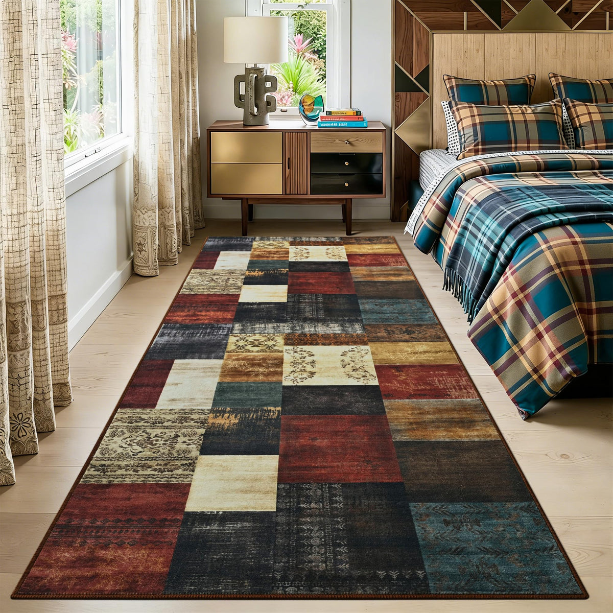 Tepook 8x10 Area Rugs for Living Room, Washable Large Geometric Bedroom Rug