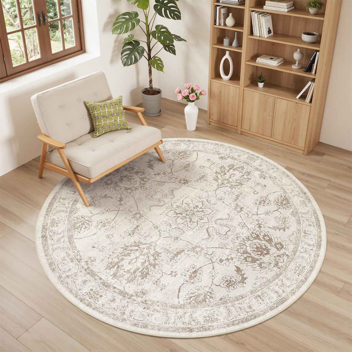 Madane 8x10 Area Rugs for Living Room, Washable Neutral Rug Brown/Sand