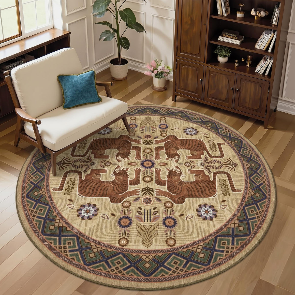 GarveeHome Tiger 8x10 Area Rugs Boho Washable Vintage Non Slip Living Room