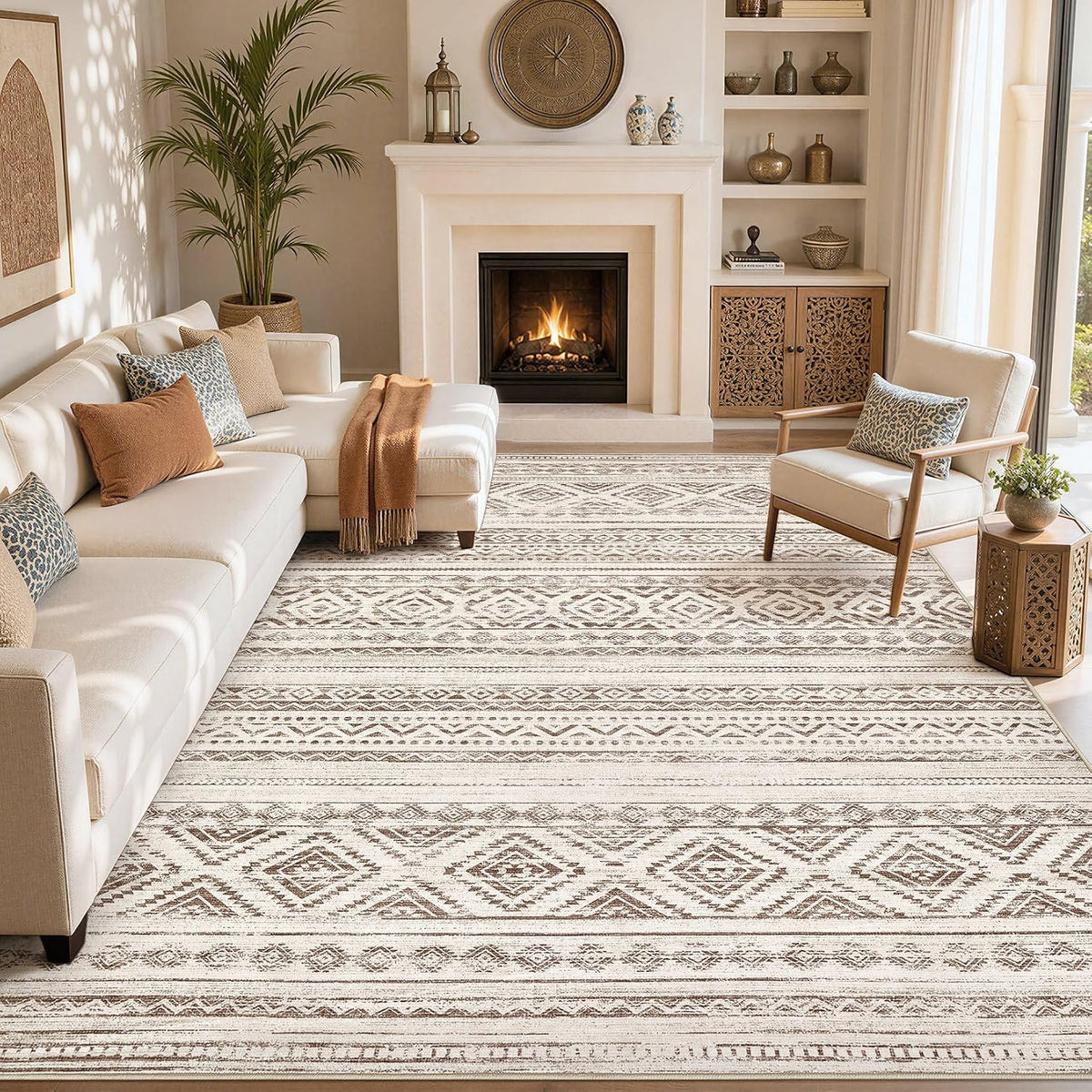 cotiled 6x9 Area Rugs for Living Room: Boho Washable Rug for Dining Room