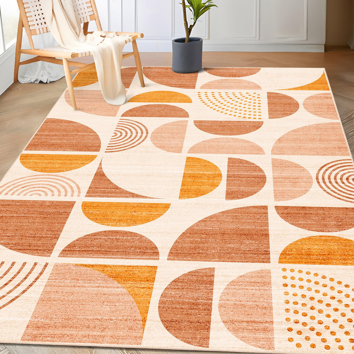 MUJOO 5x7 Area Rugs Washable,Boho Rugs Non Slip Modern Abstract Large