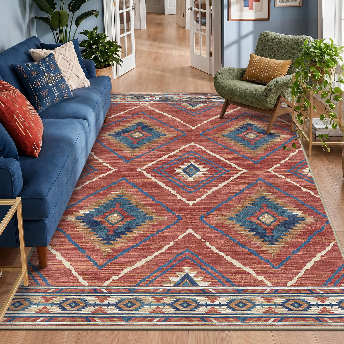 BESTSWEETIE 5'x7' Washable Area Rug for Living Room Bedroom Yellowbrown
