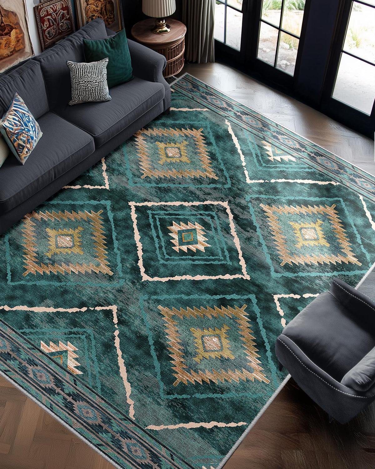 BESTSWEETIE 8'x10' Washable Area Rug for Living Room Bedroom Yellowbrown