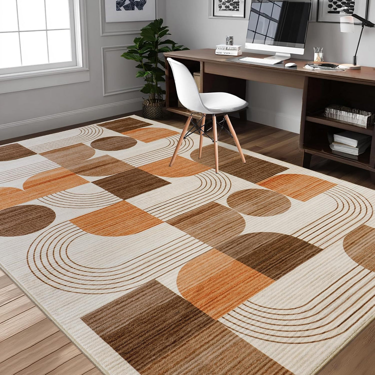 Soft Modern Geometric Abstract Large Machine Washable 5x7 Area Rug