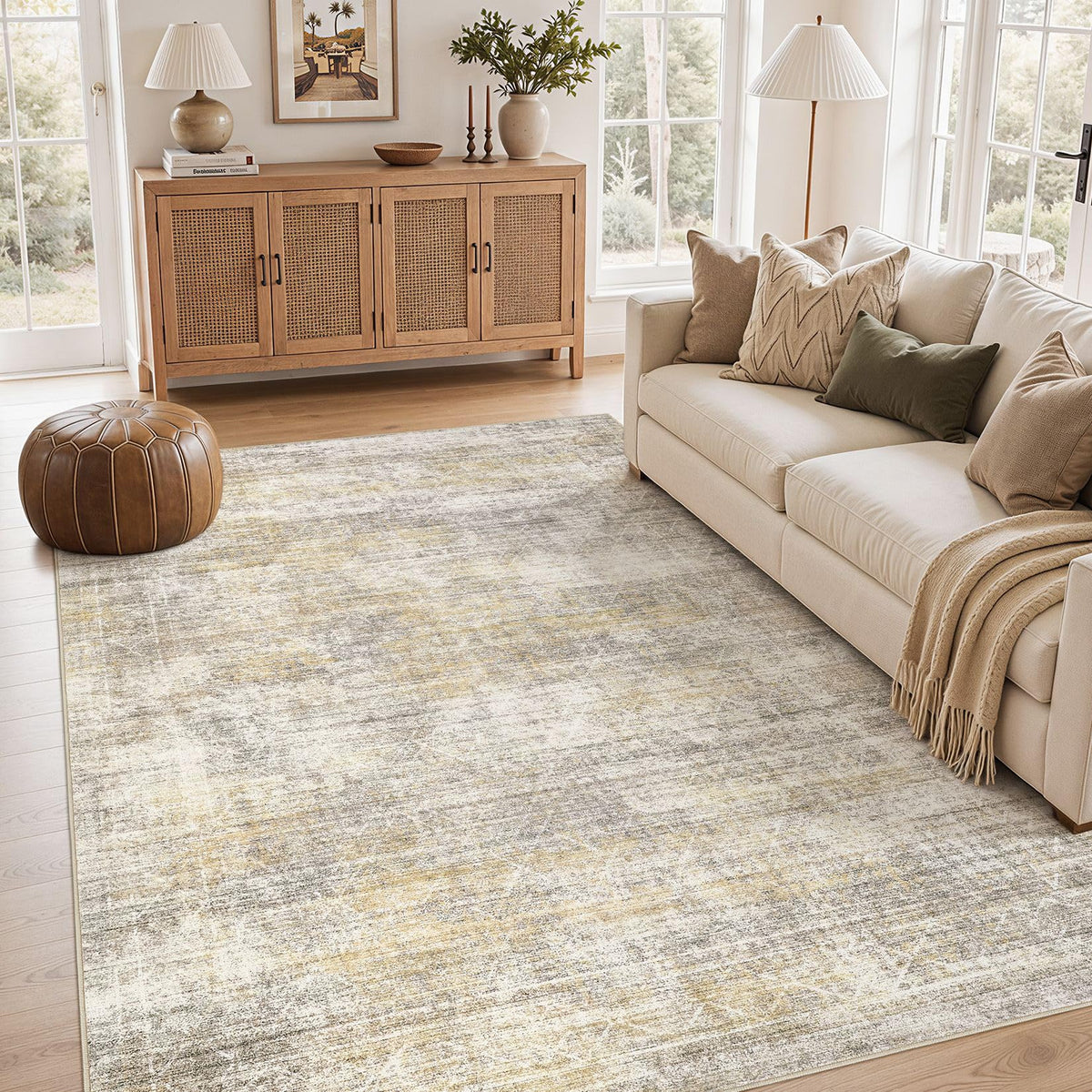 cotiled 6x9 Area Rugs for Living Room: Boho Washable Rug for Dining Room