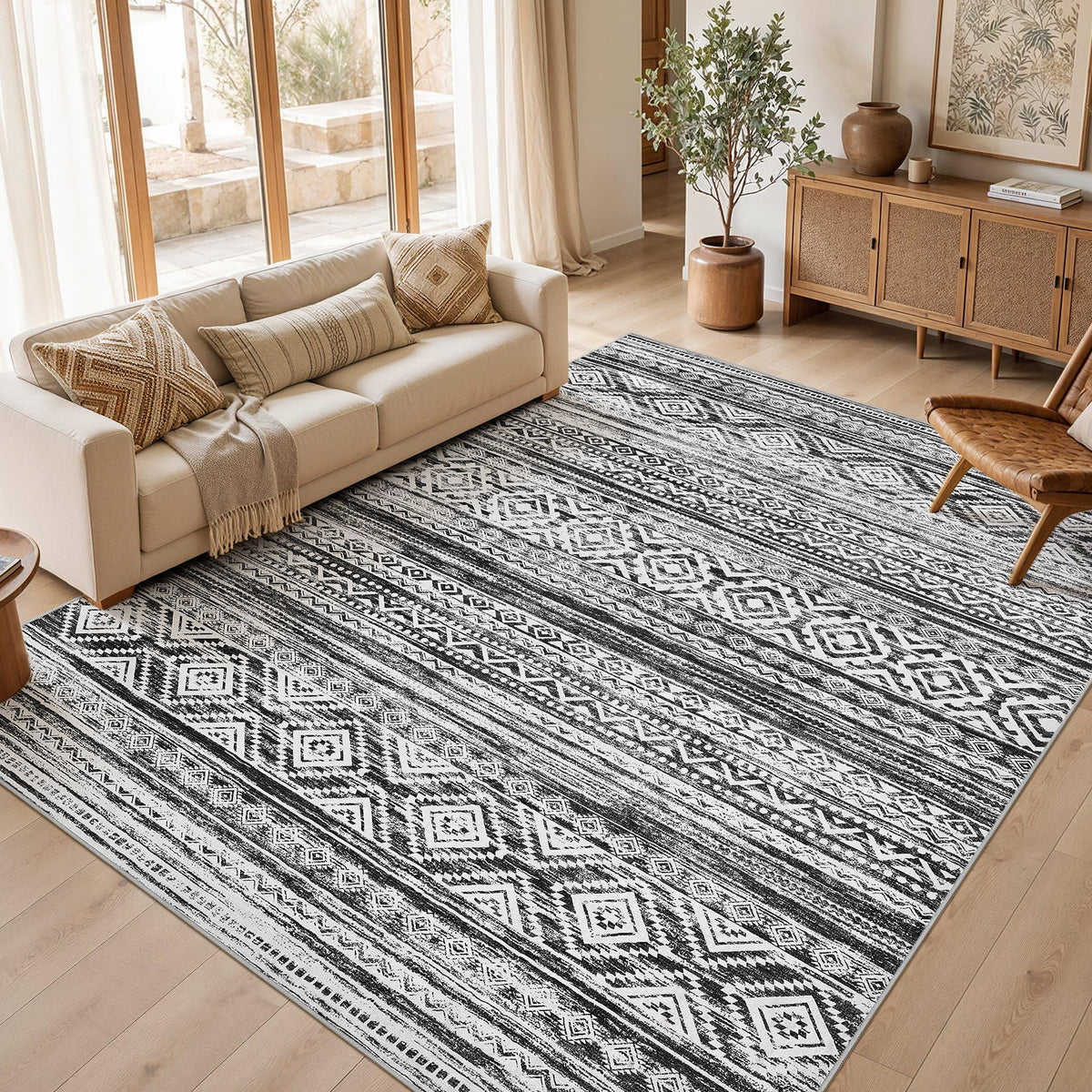 cotiled 6x9 Area Rugs for Living Room: Boho Washable Rug for Dining Room