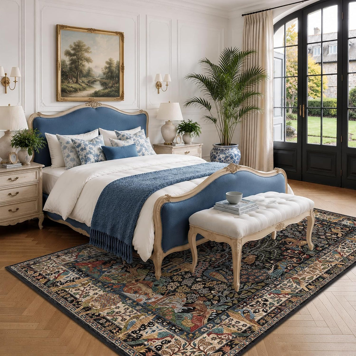 5x7 Washable Area Rug Vintage Animals Print Boho Indoor Carpet