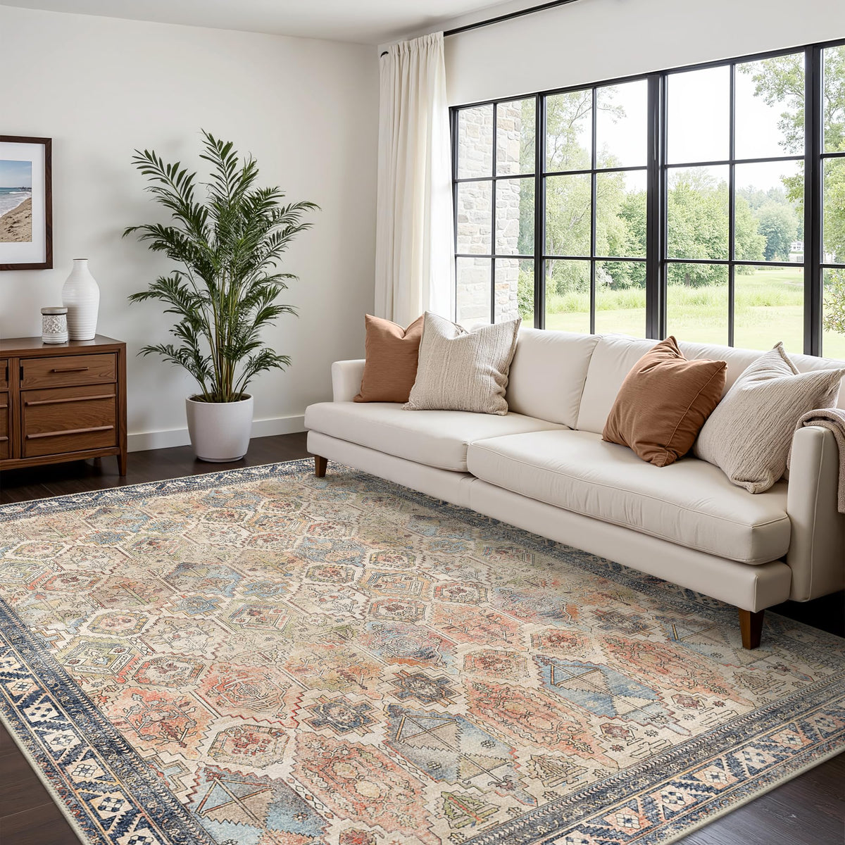 8x10 Area Rug Washable Rug for Living Room Bedroom Non Slip Carpet Taupe