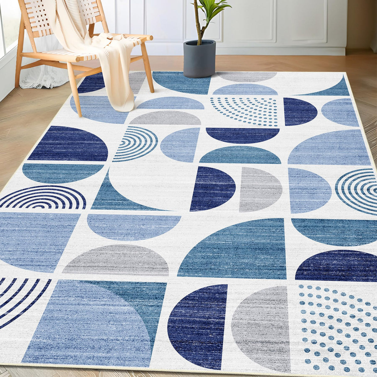 MUJOO 5x7 Area Rugs Washable,Boho Rugs Non Slip Modern Abstract Large