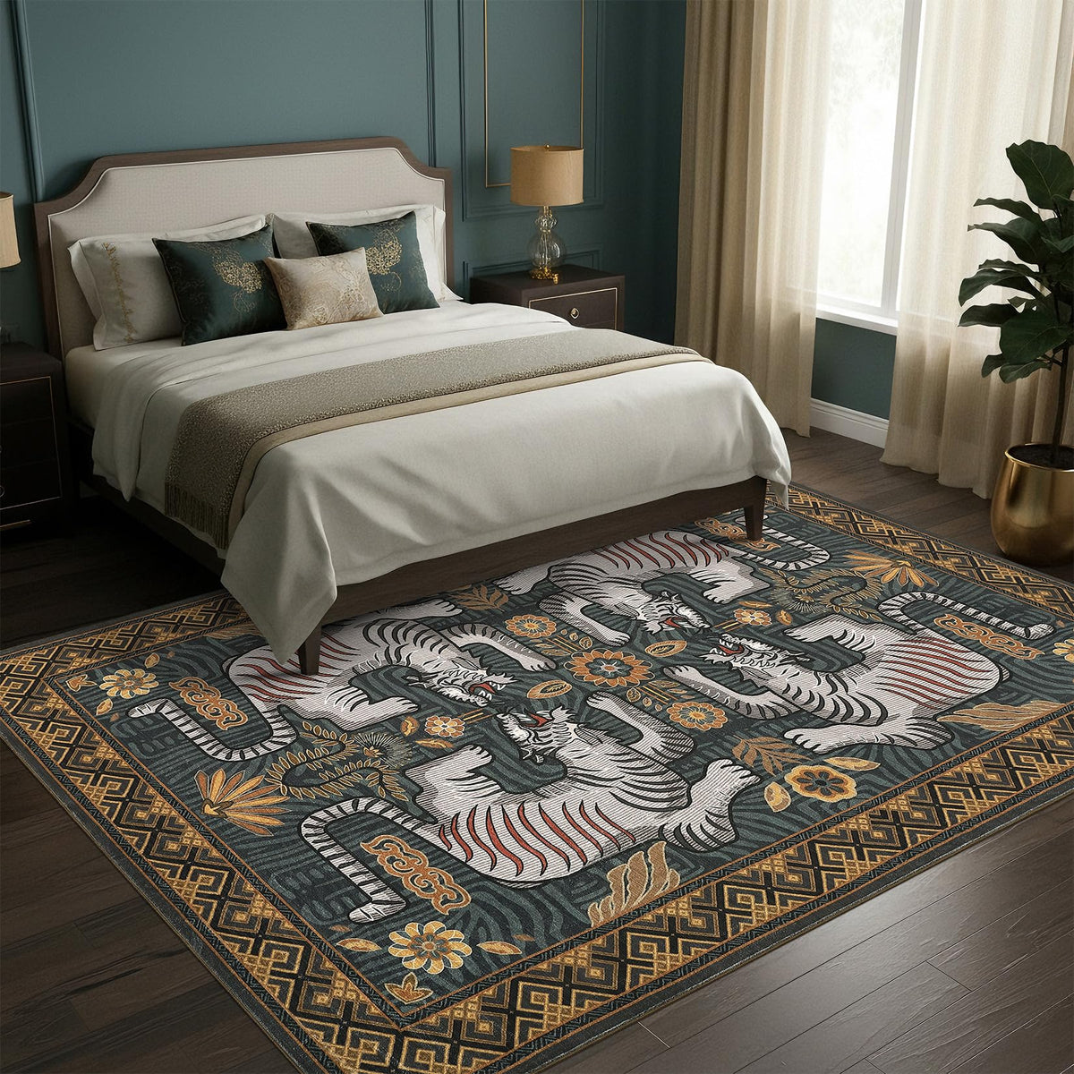 GarveeHome Tiger 8x10 Area Rugs Boho Washable Vintage Non Slip Living Room