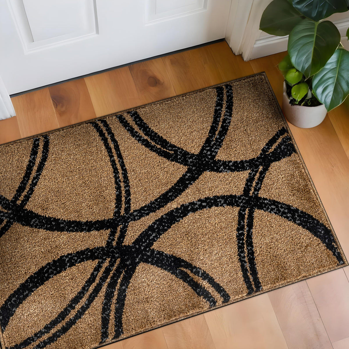 Rugshop Wavy Circles Fade-Resistant Living Room Area Rug Gray 5'3" x 7'3"