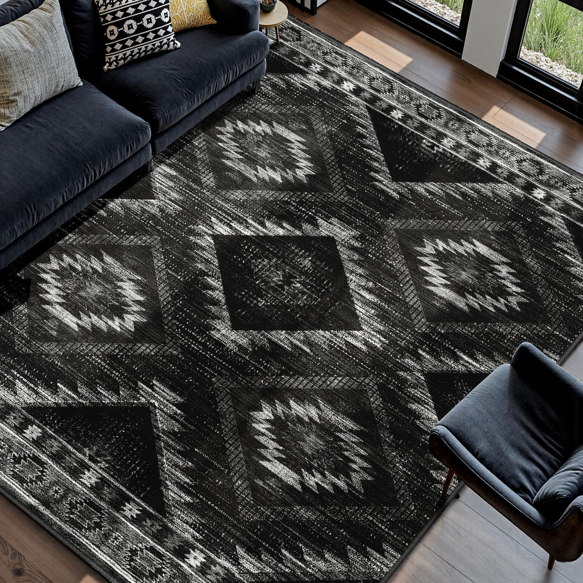 BESTSWEETIE 5'x7' Washable Area Rug for Living Room Bedroom Yellowbrown