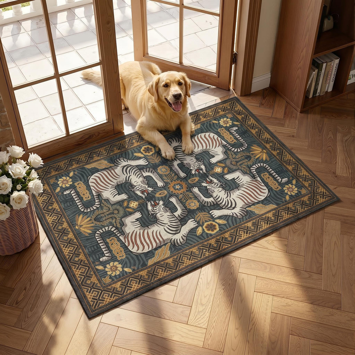 GarveeHome Tiger 8x10 Area Rugs Boho Washable Vintage Non Slip Living Room