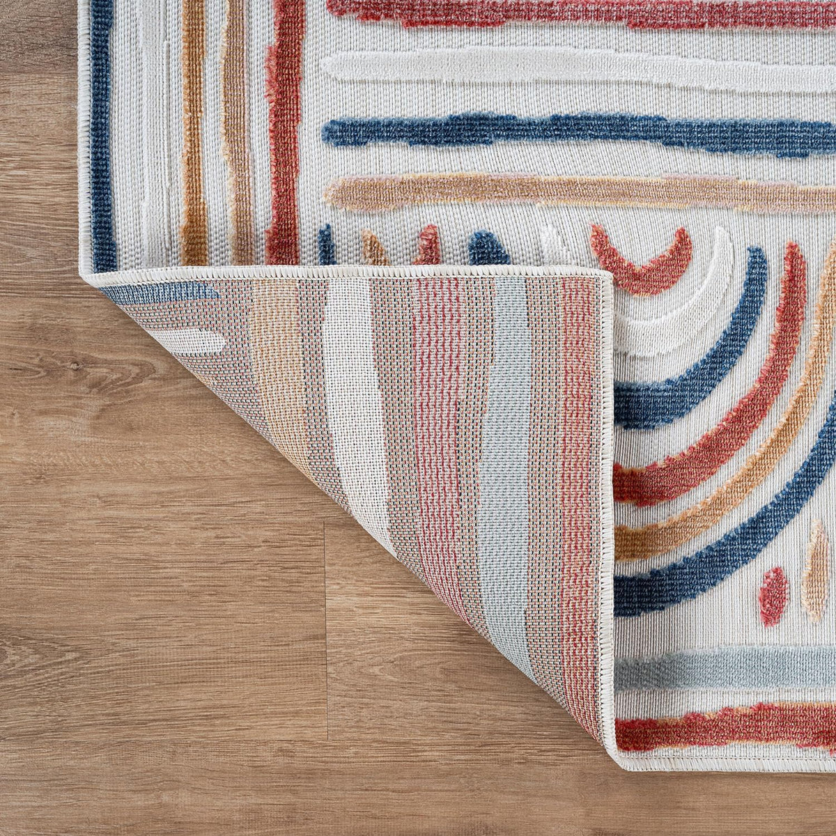 CAMILSON Indoor Outdoor Rug, Multicolor 6x9 Geometric Arch Striped Area Rugs for Patio and Home Areas, Easy-Cleaning Non-Shedding Living Room, Garden and Deck Washable Outside Carpet (6 x 9)