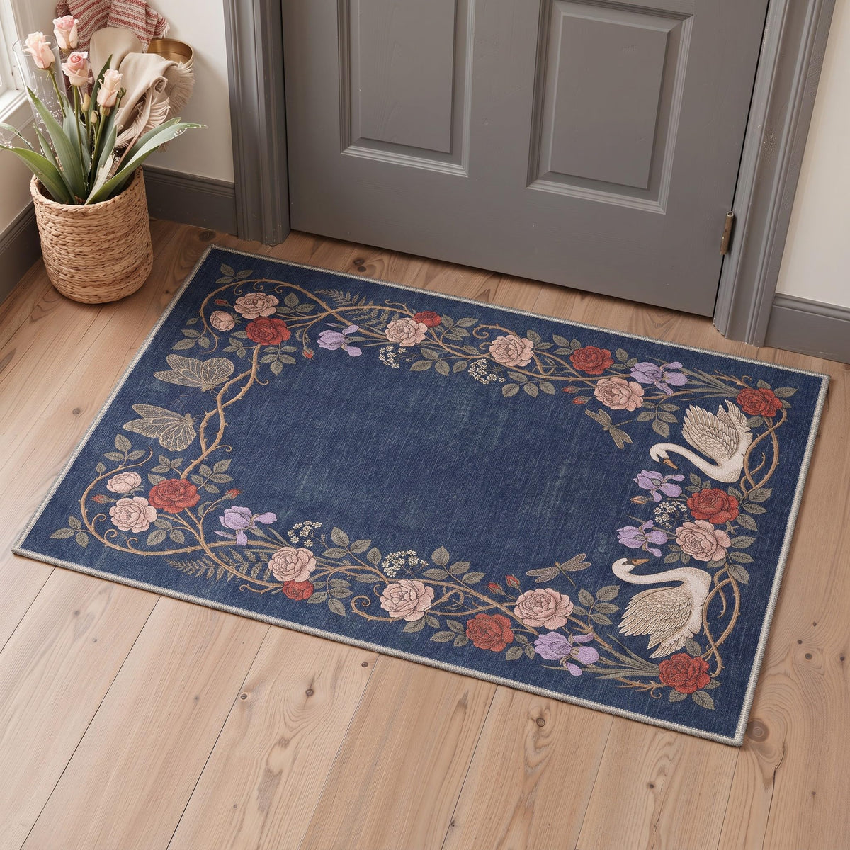 Bavni Leopard Rug 5x7 Cheetah Animal Print Rug Washable Jungle Rugs Blue