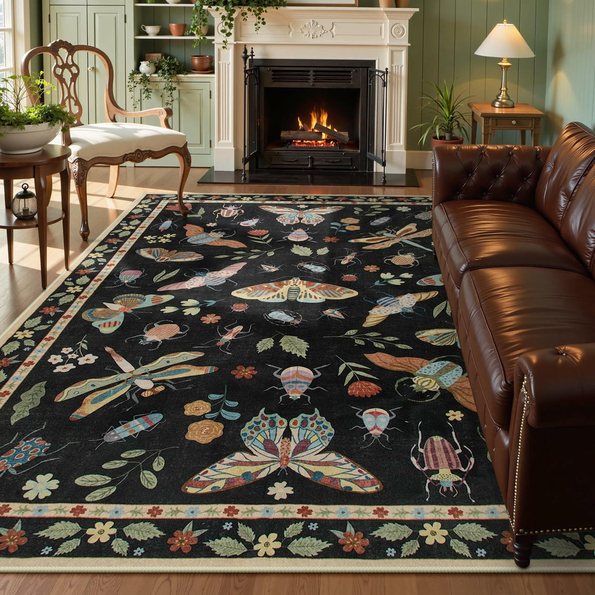 Lahome Insect 5x7 Area Rugs, Soft Bug Washable Rugs for Bedroom Living Room
