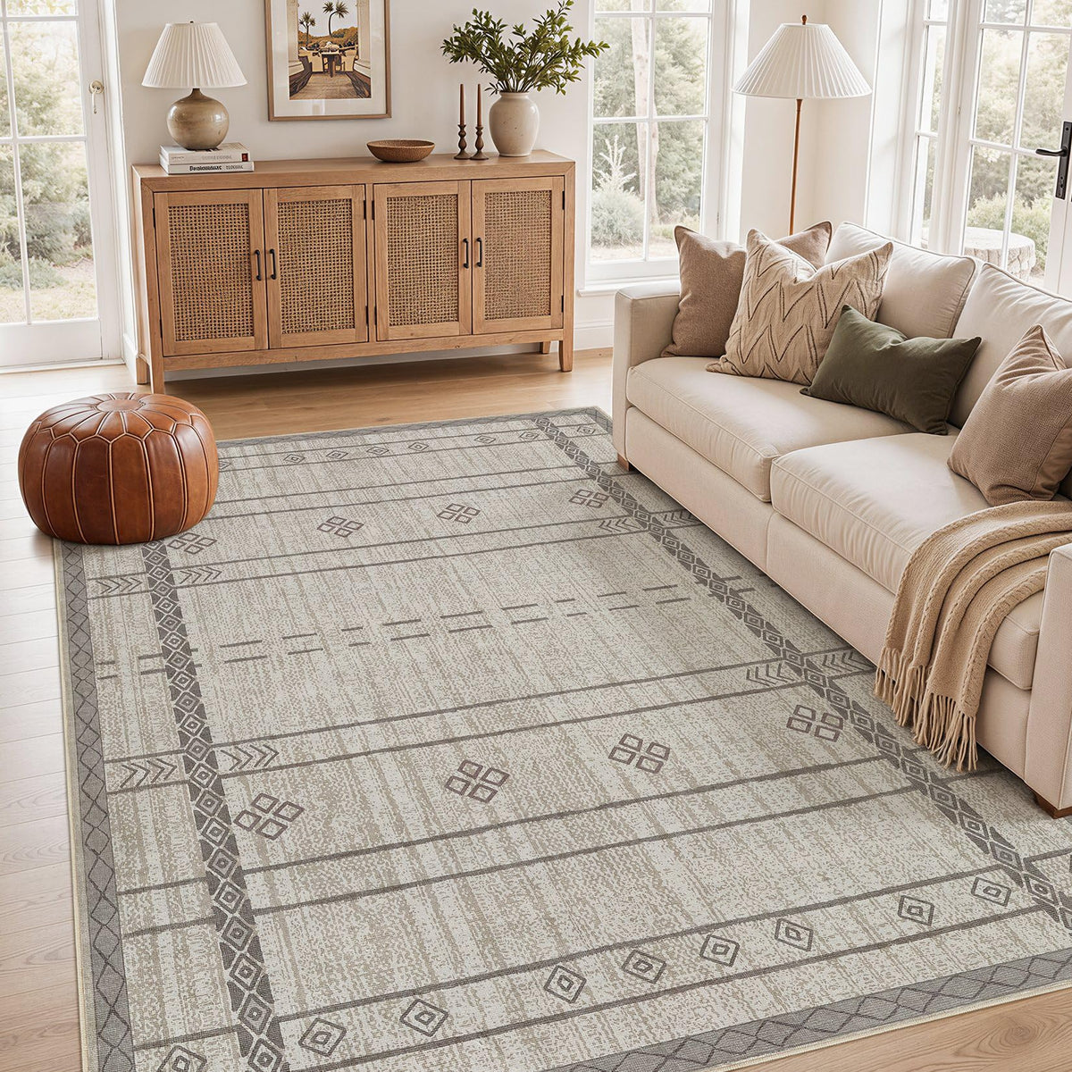 cotiled 6x9 Area Rugs for Living Room: Boho Washable Rug for Dining Room