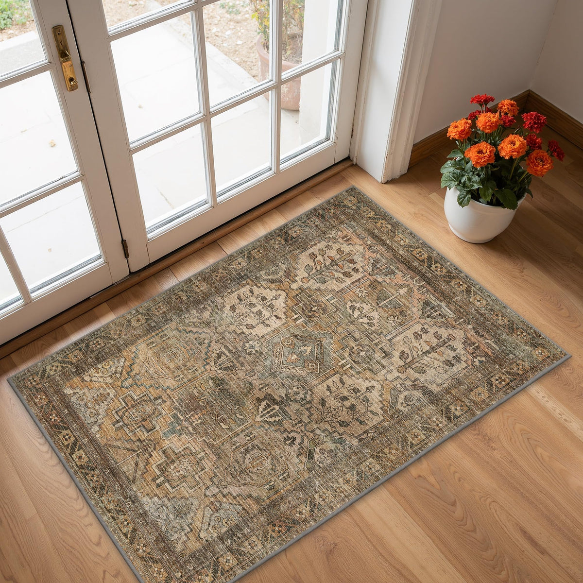 8x10 Area Rug Washable Rug for Living Room Bedroom Non Slip Carpet Taupe
