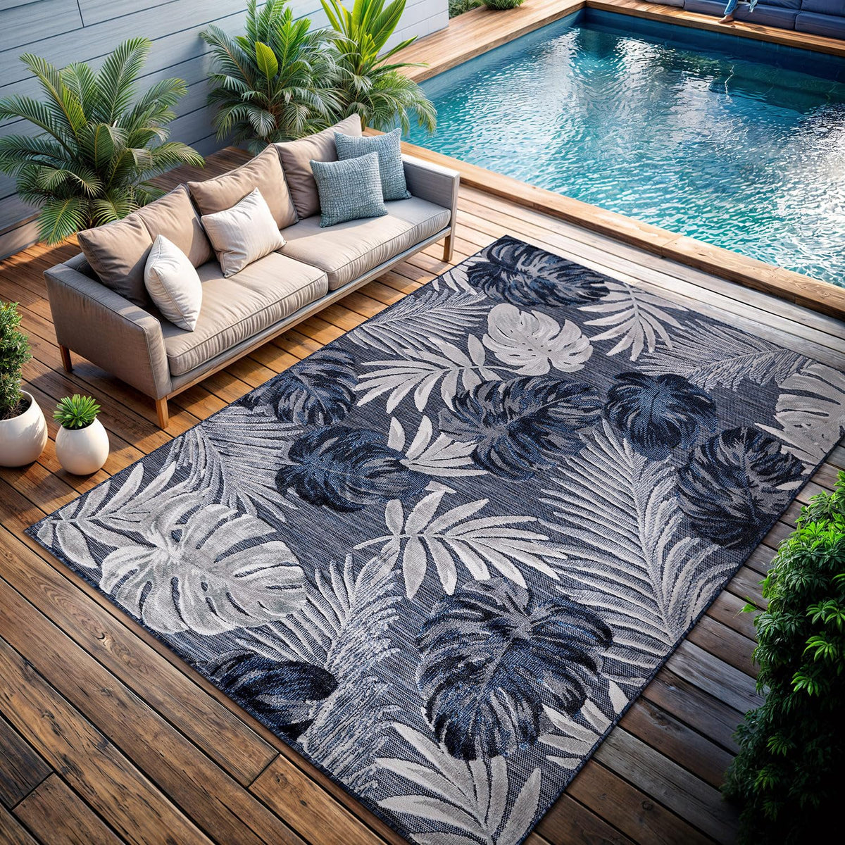 CAMILSON Indoor Outdoor Rug, Multicolor 6x9 Geometric Arch Striped Area Rugs for Patio and Home Areas, Easy-Cleaning Non-Shedding Living Room, Garden and Deck Washable Outside Carpet (6 x 9)