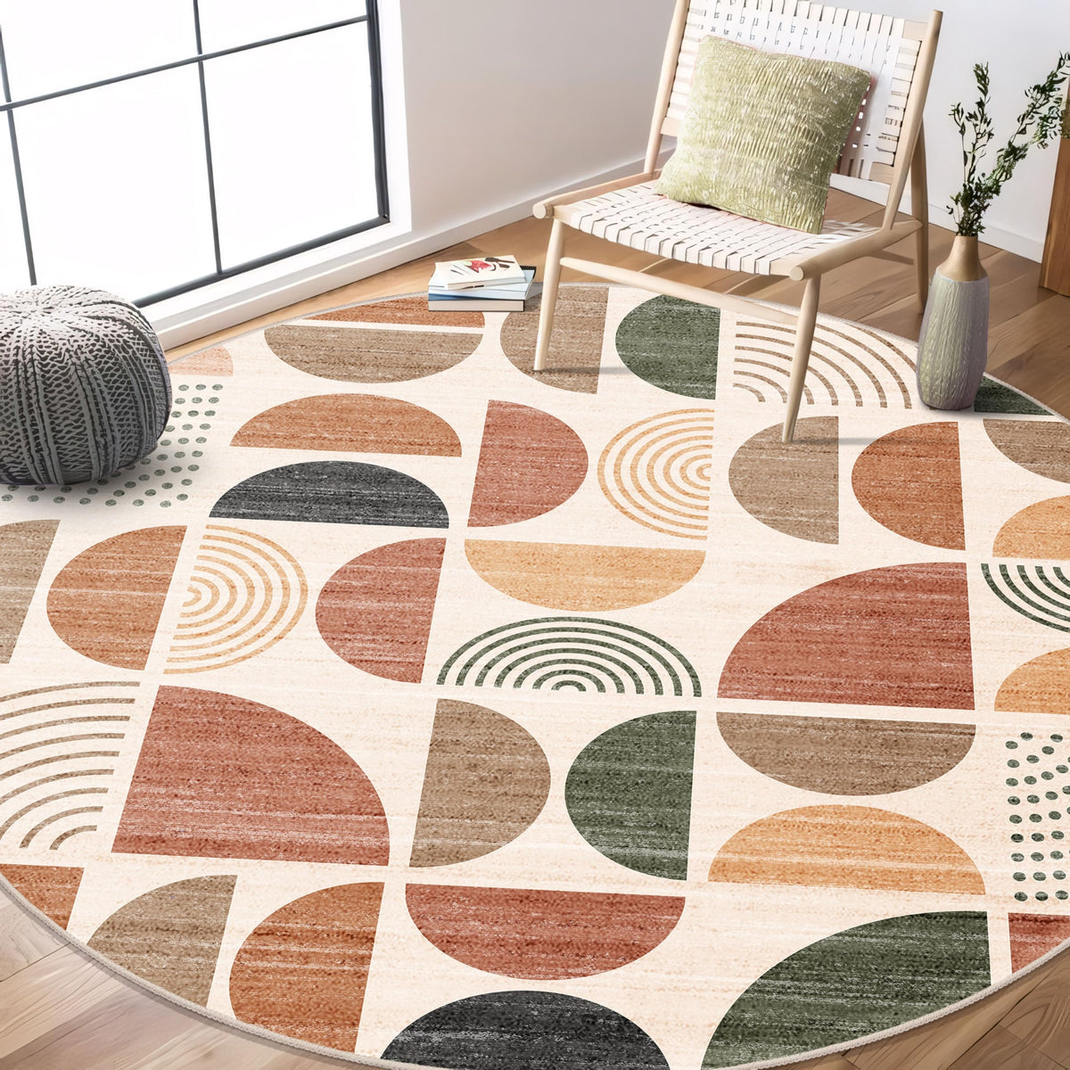 MUJOO 5x7 Area Rugs Washable,Boho Rugs Non Slip Modern Abstract Large