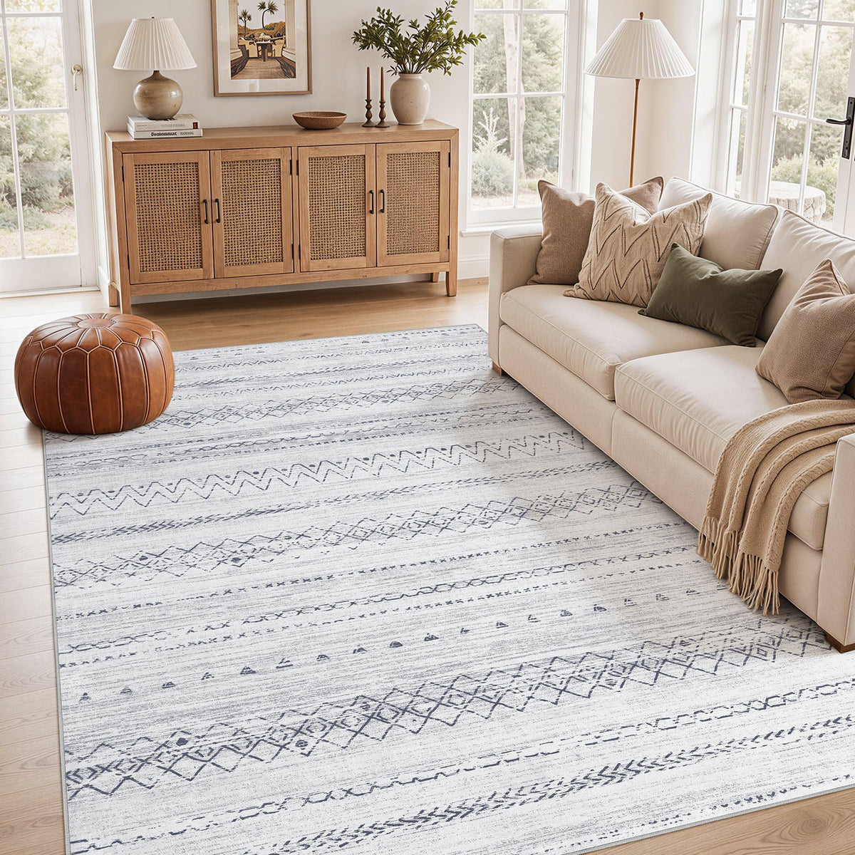 cotiled 6x9 Area Rugs for Living Room: Boho Washable Rug for Dining Room