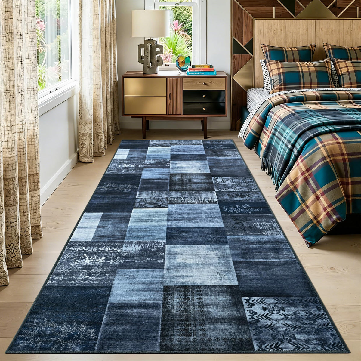 Tepook 8x10 Area Rugs for Living Room, Washable Large Geometric Bedroom Rug