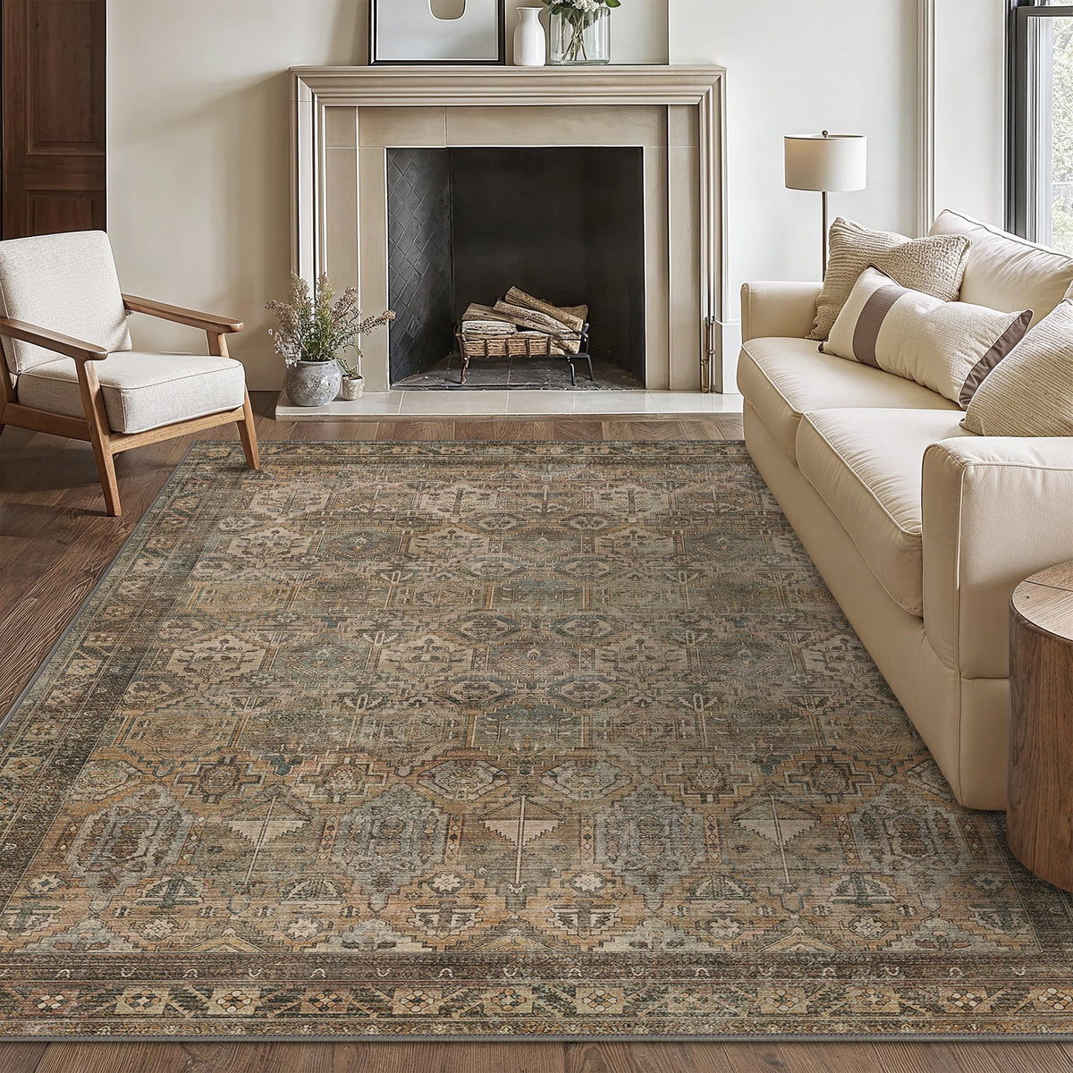 8x10 Area Rug Washable Rug for Living Room Bedroom Non Slip Carpet Taupe
