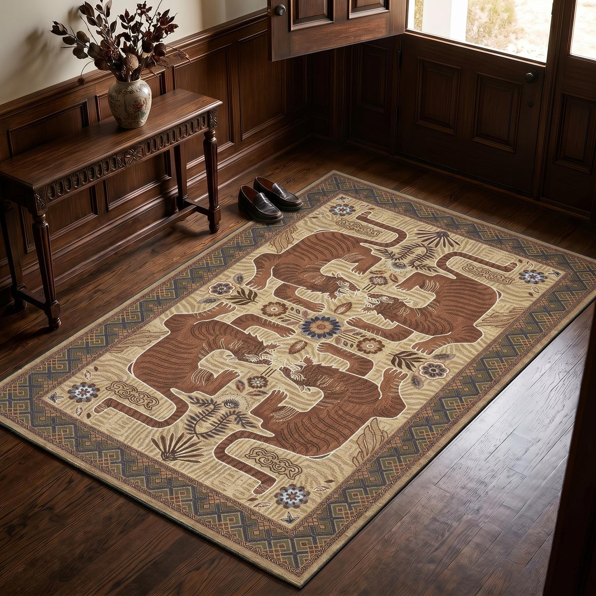 GarveeHome Tiger 8x10 Area Rugs Boho Washable Vintage Non Slip Living Room