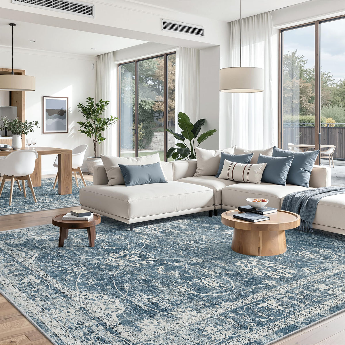 Madane 8x10 Area Rugs for Living Room, Washable Neutral Rug Brown/Sand
